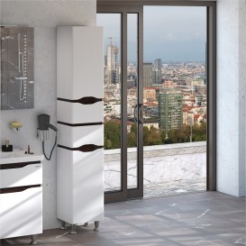 Пенал підлоговий Sanwerk Alessa правий з кошиком МДФ білий / венге MV0000134