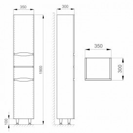 Пенал підлоговий Sanwerk Liga правий МДФ білий/мессіна MV0000387