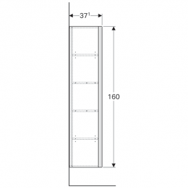 Пенал подвесной Geberit Citterio 40х160 см с одной дверью ДСП серо-коричневый дуб/черное глянцевое стекло 500.554.JJ.1
