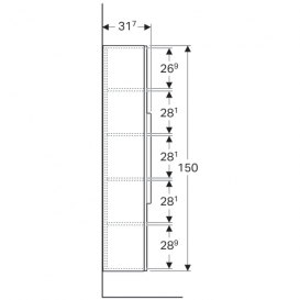Пенал підвісний Geberit iCon 36х150 см з одними дверима і зовнішнім дзеркалом ДСП лава/матове покриття 841151000