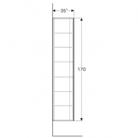 Пенал подвесной Geberit Xeno² 40х170 см с одной дверью и внутренним зеркалом ДСП серый/меламин древесная структура 500.503.43.1