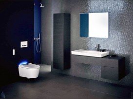 Пенал подвесной Geberit Xeno² 40х170 см с одной дверью и внутренним зеркалом ДСП серый/меламин древесная структура 500.503.43.1