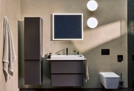 Пенал підвісний Hansgrohe Xelu Q 40х35 см петлі зліва МДФ сірий матовий ручка матовий чорний 54136670