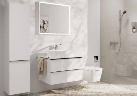 Пенал подвесной Hansgrohe Xelu Q 40х35 см петли справа МДФ глянцевый белый ручка хром 54139000