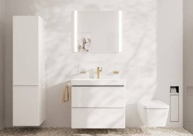 Пенал підвісний Hansgrohe Xelu Q 40х35 см петлі праворуч МДФ глянсовий білий ручка матовий білий 54139700