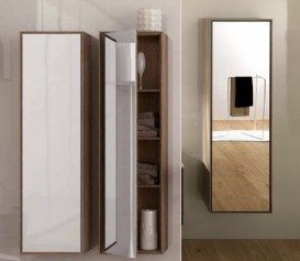 Пенал подвесной Hatria SLIDING wood system 260x400x1000 орех/зеркальный YXPE92