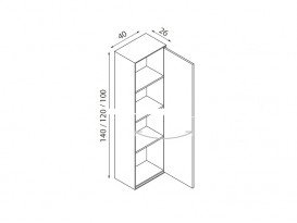 Пенал подвесной Hatria SLIDING wood system 260x400x1200 орех YXPG92