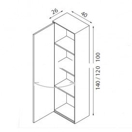 Пенал подвесной Hatria SLIDING wood system 260x400x1200 орех YXQ092