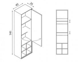 Пенал подвесной Hatria SLIDING wood system 260x400x1400 орех/белый глянцевый YXQ592