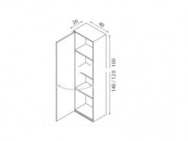 Пенал підвісний Hatria SLIDING wood system 260x400x1400 горіх / білий глянцевий YXPT92