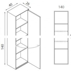 Пенал подвесной Hatria SLIDING wood system 260x400x1400 орех/зеркальный YXPC92