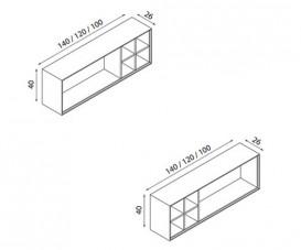 Пенал підвісний Hatria SLIDING wood system 1400x260x400 горіх YXRQ92