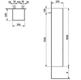 Пенал подвесной Laufen Pro S 35х33,5х165 см петли слева МДФ белый глянцевый H4831210954751
