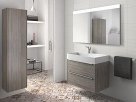 Пенал підвісний лівобічний Roca Inspira однодверний з внутрішньою підсвіткою МДФ дуб A857004402