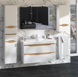 Пенал підвісний Sanwerk Liga Air правий МДФ білий/мессіна MV0000396