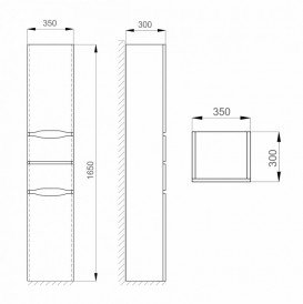 Пенал підвісний Sanwerk Liga Air правий МДФ білий/мессіна MV0000396