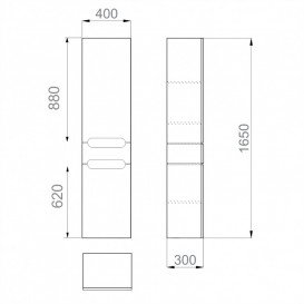 Пенал подвесной Sanwerk Vega Air 40 см правый МДФ белый MV0000815