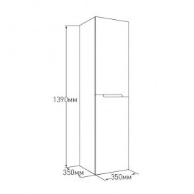 Пенал підвісний Volle Aiva 35х139 см ДСП/МДФ глянцевий білий 15-68-55
