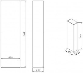 Пенал в ванну кімнату підвісний Ravak SB-460 Formy з МДФ горіх X000001262