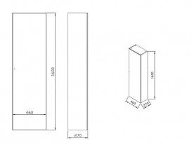 Пенал в ванную комнату подвесной Ravak SB-460 Formy из МДФ дуб X000001261