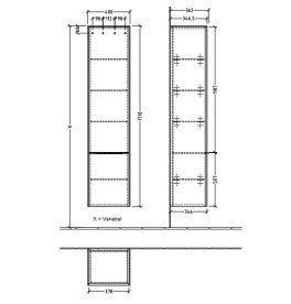 Пенал Villeroy & Boch Subway 3.0 40х36,2х171 см петлі праворуч ДСП дуб канзас/ручка вулканічний чорний C58701RH
