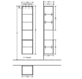 Пенал Villeroy & Boch Subway 3.0 40х36,2х171 см петли слева ДСП графит/ручка монохром C58802VR