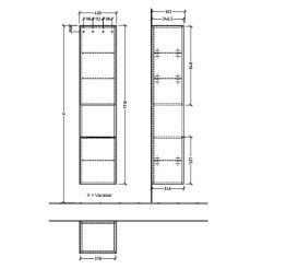 Пенал Villeroy & Boch Subway 3.0 40х36,2х171 см петли справа ДСП северный дуб/ручка алюминий глянцевый C58900VJ