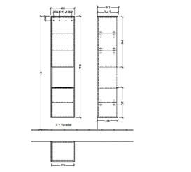 Пенал Villeroy & Boch Subway 3.0 40х36,2х171 см петлі праворуч ДСП графіт/ручка алюміній глянцевий C58900VR