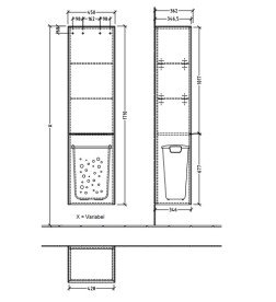 Пенал Villeroy & Boch Subway 3.0 45х36,2х171 см петли слева ДСП графит/ручка монохром C59202VR