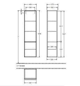 Пенал Villeroy & Boch Venticello 40,4х37,2х154,6 см петли слева МДФ стекло глянцевое серое/ручка хром A95101RA