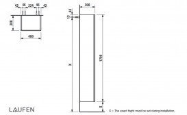 Пенал дзеркальний підвісний Laufen IL Bagno Alessi One 40х30х170 см петлі праворуч шпон волоський горіх H4580210976301