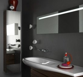 Пенал дзеркальний підвісний Laufen IL Bagno Alessi One 40х30х170 см петлі праворуч шпон волоський горіх H4580220976301