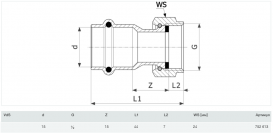 Переход на резьбовые соединения Viega Prestabo 1163 15хG1/2 нелегированная сталь 752613