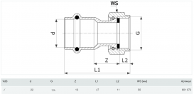 Перехід на різьбові з'єднання Viega Prestabo 1163 22хG1 1/4 нелегована сталь 601072