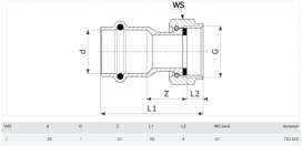 Переход на резьбовые соединения Viega Prestabo 1163 28хG1 нелегированная 752620