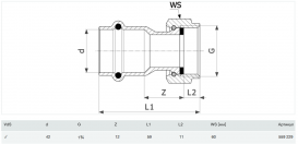 Перехід на різьбові з'єднання Viega Prestabo 1163 42хG1 3/4 нелегована сталь 559229