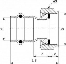 Перехід на нарізні сполучення Viega Sanpress Inox G 0263.1 з SC-Contur 22хG1 нержавеющая сталь 735838