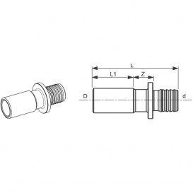 Перехідник на мідну трубу Tece TECEflex подовжений пайка або прес з'єднання 25x22Cu 716325