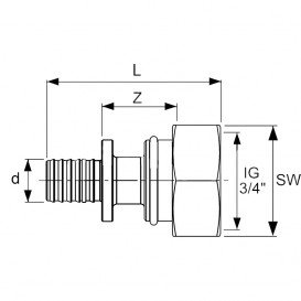 Перехідник прямий з накидною гайкою Tece Teceflex 16 мм х3 / 4 