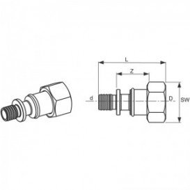 Перехідник прямий Tece TECEflex з накидною гайкою і торцеве ущільнення латунь 32х1 1/2 717516