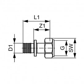 Переходник прямой Tece TECEflex с накидной гайкой и торцевым уплотнением бронза 25х1