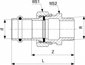 Переходник Viega SeaPress 0365 42хR1½ сплав CuNiFe 90/10 534684
