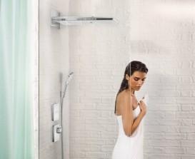 Переключатель для душа встраиваемый с 3 запорными клапанами Hansgrohe коллекция ShowerSelect glass черный 15736600