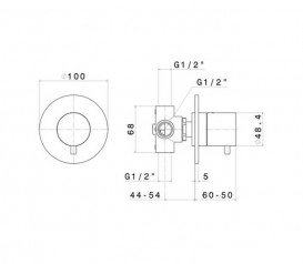Перемикач режимів Vema Marna прихованого монтажу на 4 споживача хром V09120B0010