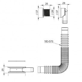 Перелив Prevex EasyClean для раковины толщиной 10-30 мм 3300082