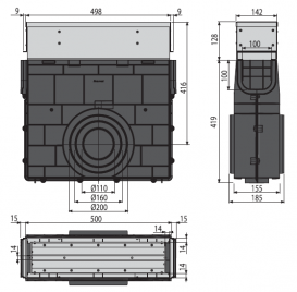 Пескоуловитель для дренажного канала Alcaplast AVZ101-R322 с щелевой асимметричной наставкой из нержавеющей стали С250 AVZ101R-R322R