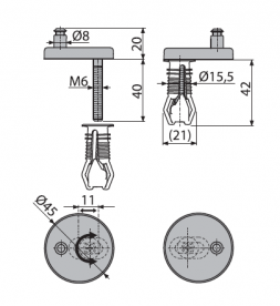 Петли с верхним монтажом крышка из нержавеющей стали AlcaPlast P105