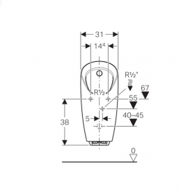 Писсуар Geberit Preda с интегрированной системой смыва питание от генератора белый 116.074.00.1