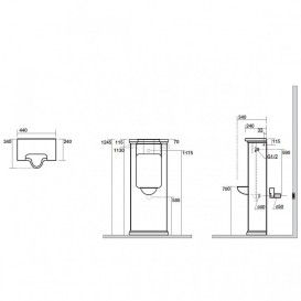 Пісуар підлоговий Kerasan Waldorf з сифоном і кріпленням WB5N білий 413101