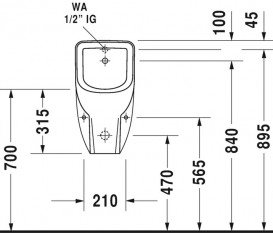 Писсуар настенный Duravit D-Code 30,5х29 см керамика белый 0829300000